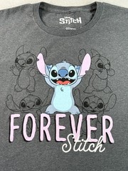 Stitch Graphic Tee L/G (12/14) Gray Crewneck Short Sleeve Cotton Polyester