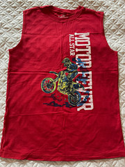 Faded Glory Young Man Red Motorcycle Graphic Sleeveless Crew Tank Top XXL