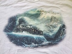 Ted Braylock Steam Train Shirt Large Hadley House Blue White