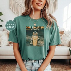 Funny Miniature Schnauzer Drinking Iced Coffee Unisex T-Shirt