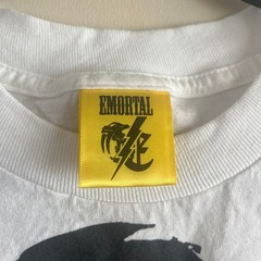 EMORTAL Saber Tooth Skull Graphic Tee White Streetwear Oversized USA XXL Y2K 90s