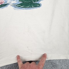 Vintage Cat Shirt Mens Large White Kittens Fishing Pond Graphic 90s Nature Cute