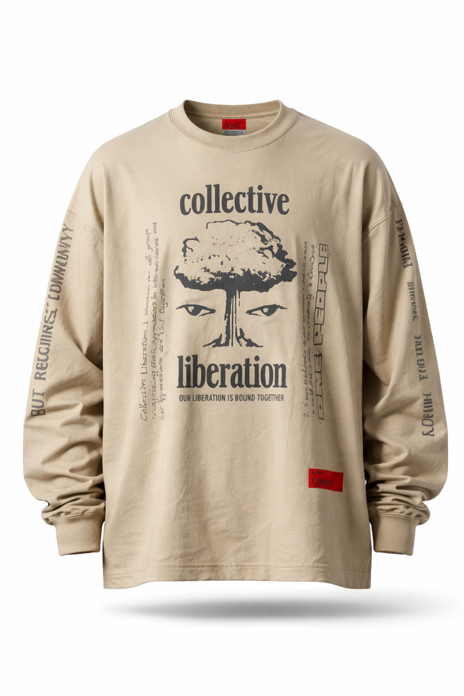 CHNGE Men’s Collective Liberation Cuff Crew Long Sleeve Casual T-Shirt Khaki, XS