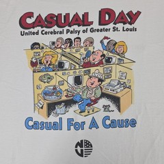 Vintage United Cerebral Palsy Casual Day Shirt Mens XL White St. Louis Cartoon
