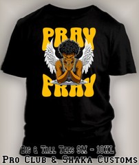 Black Praying Angel T-Shirt Religious Inspirational Streetwear Pro Club Shaka T