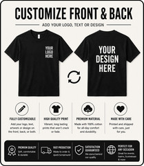 Custom T-Shirts: Print Your Photo/Logo Front & Back, Unisex Personalized Tee