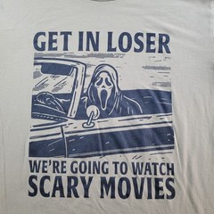 Ghostface Graphic T-Shirt Get In Loser Size Medium Tan Scary Movies