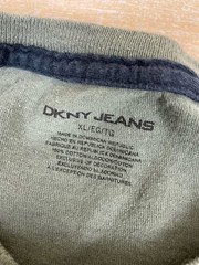 Y2K Style DKNY Jeans NYC Skull Print Muted Green w/ Black Flocking T-Shirt Sz XL