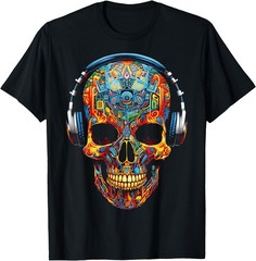 Skull Art Geometric Fantasy Colorful Graphic Skull T-Shirt