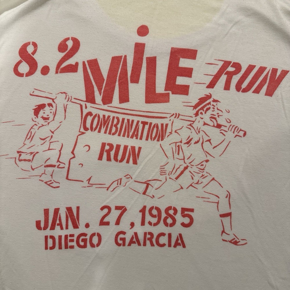 Rare VTG 1985 Diego Garcia 8.2 Mile Run T-Shirt Military Event Tee Single Stitch