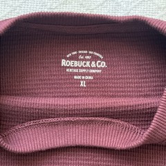 Men’s Thermal Waffle Knit Shirt XL Burgundy Crewneck Layer Banded Cuffs Workwear