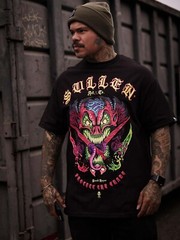 Sullen Men’s hofer Badge Short Sleeve Standard T-shirt Tattoo Style Monster Tee