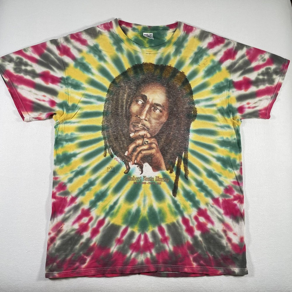 Vintage Bob Marley Shirt Mens XL Rasta Tie Dye Lion Reggae 1997 Distressed 90s