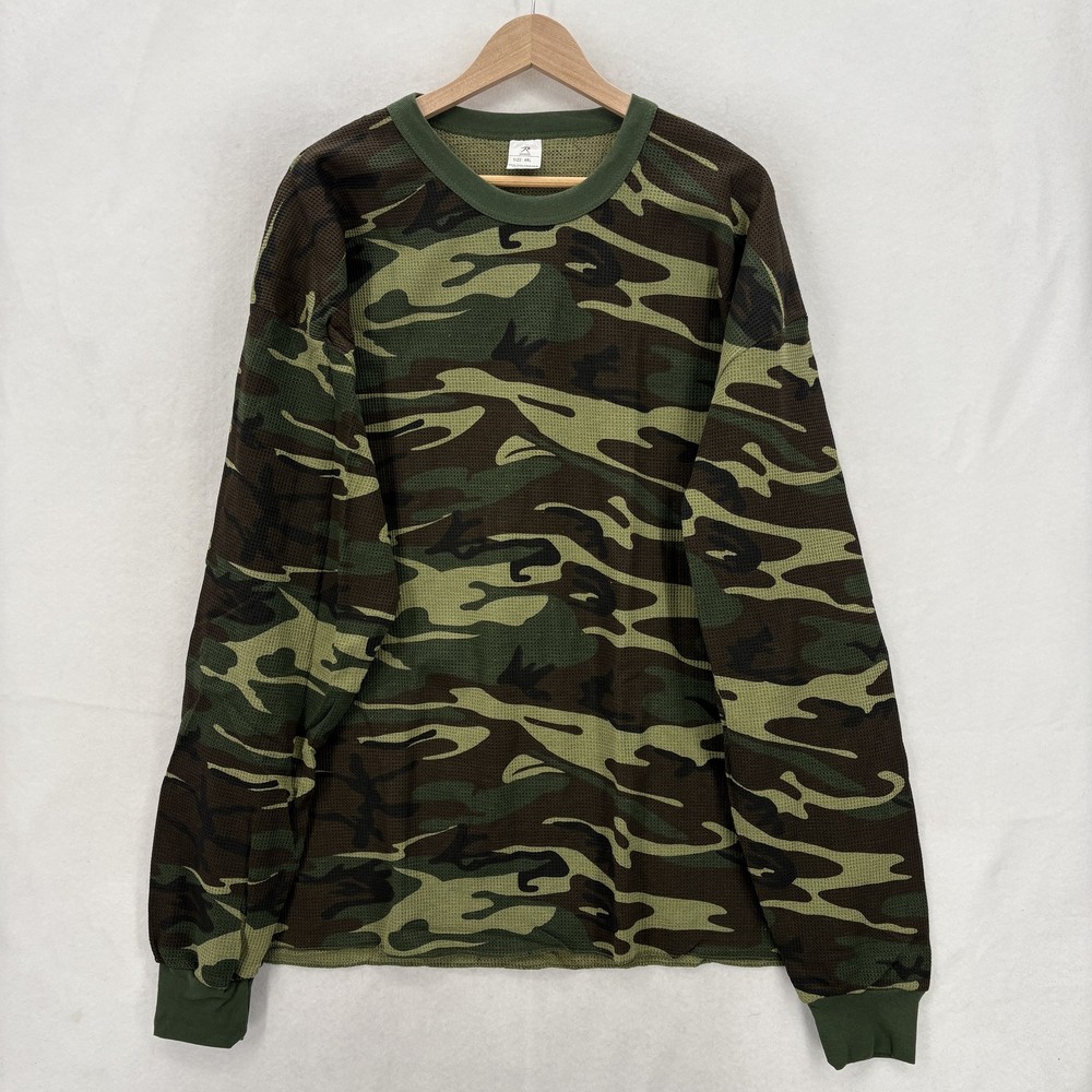 Rothco Shirt Mens 4XL Green Camo Thermal Long Sleeve Crew Neck Military Rugged