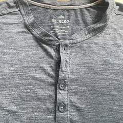 01 Algo Performance Merino Wool Henley Shirt Mens Medium Gray Short Sleeve