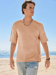 Mens Casual T-Shirts Short Sleeve Lightweight Oversized Summer Cotton Tee Beach