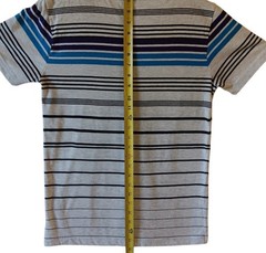 Amplify men’s gray/black striped short-sleeve v-neck t-shirt size S