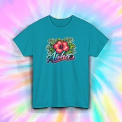 Aloha Hawaii T-Shirt Tropical Hibiscus Flower Hawaiian Beach Vacation Tee