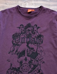 Boss Hugo Boss Outlaw Chic Punk Rhinestone T-Shirt Mens Purple LS Crew Neck M