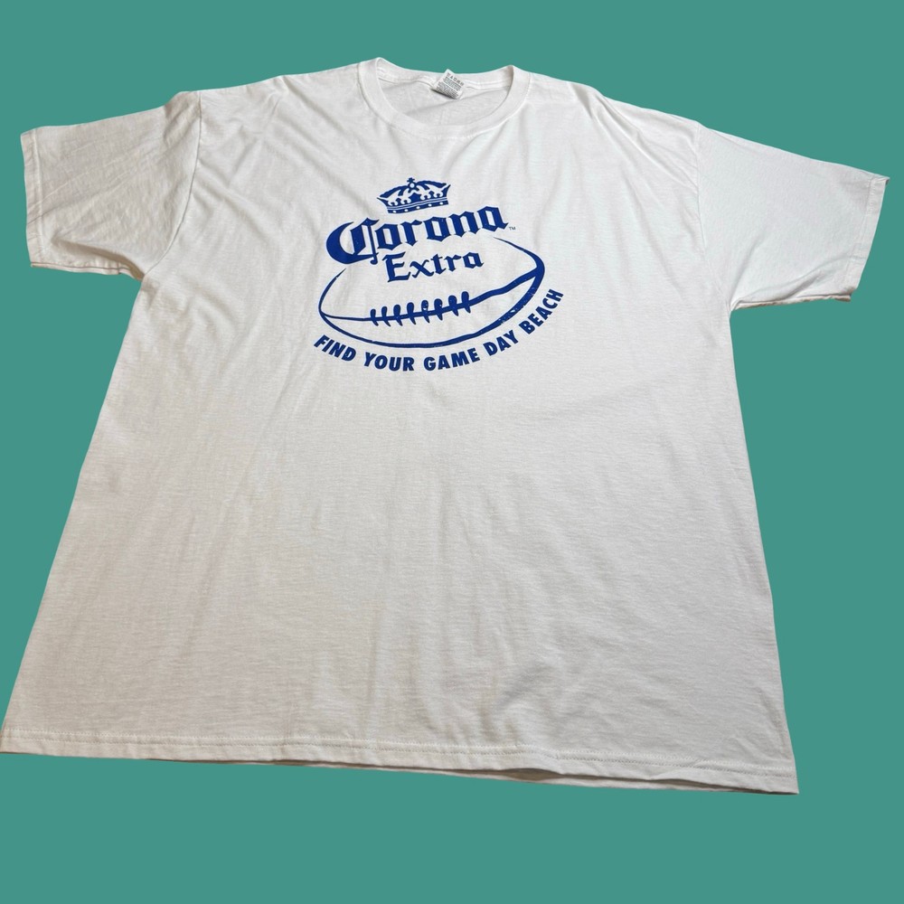 Corona Extra T Shirt Mens XL White Alcohol Beer Promo Football Game Day Beach