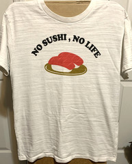 T-Shirt MED “No Sushi, No Life” Textured Fabric T-Shirt