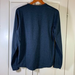 Marine Layer Weekend Sport Men Blue Henley Shirt Large Preppy Casual Minimalist