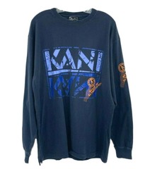 Karl Kani Jeans Men’s L Blue Vintage Graphic Long Sleeve Shirt Retro 90’s Vtg