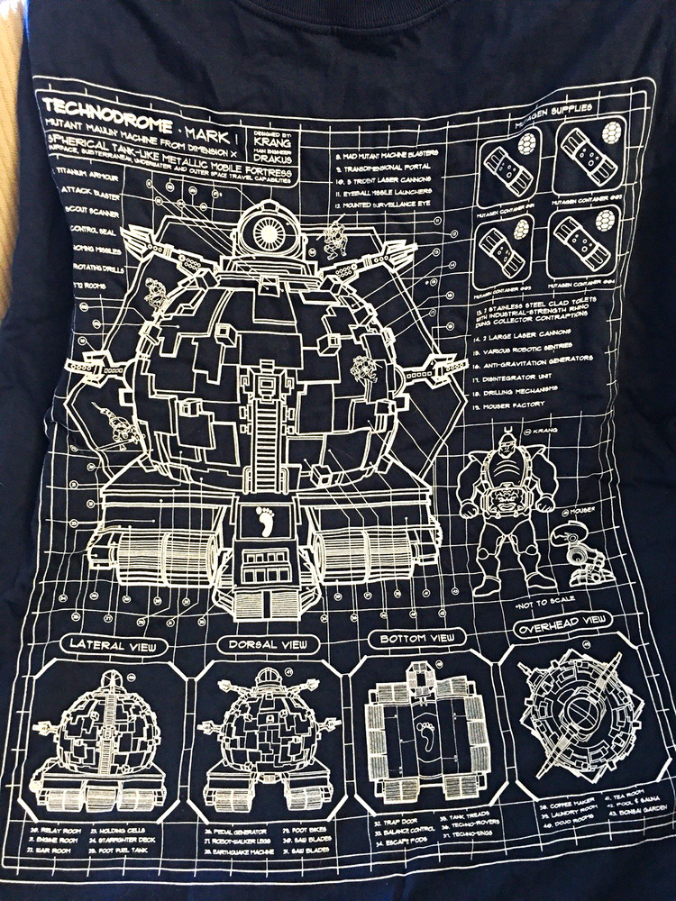 Lootwear Exclusive TMNT Technodrome Krang Graphic T-Shirt Men’s XL Black