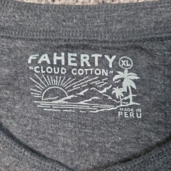 Faherty Henley Mens XL Heather Gray Cloud Cotton Long Sleeve Raglan Casual Shirt
