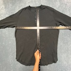 Uniqlo Shirt Mens XL Black Cotton Waffle-Knit Long Sleeve Henley Neck Casual