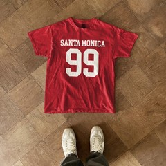 Santa Monica 99 retro vibes red tee vintage aesthetic T-shirt