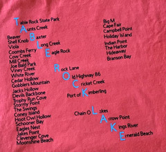 Table Rock Lake Upcycled Graphic Tee, Landmarks Marinas Red Men’s Size Large