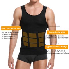 Mens Body Shaper Toning T-Shirt Ultra Durable Vest Compression Workout Underwear