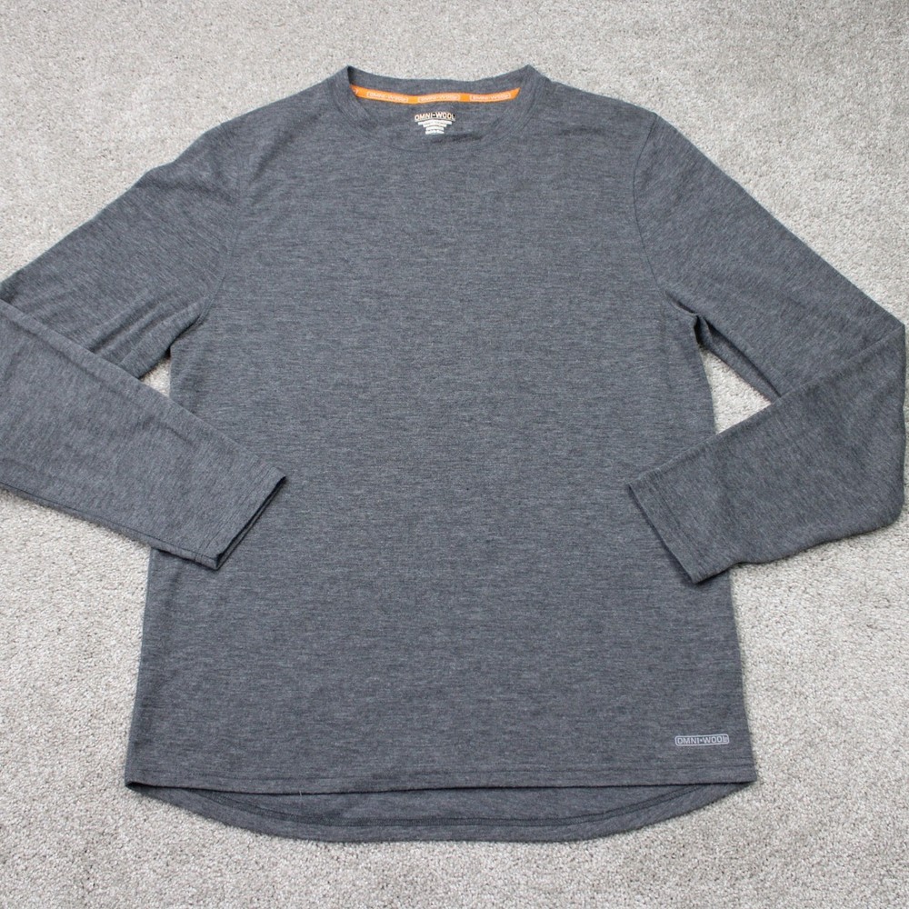 Omni-Wool Shirt‎ Mens 2XL XXL Gray Base Layer Wool Blend Poly Lined Long Sleeve