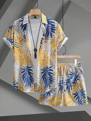 Men Summer Outfit 2-Piece Set Short Sleeve T-Shirt and Shorts Sweatsuit Set