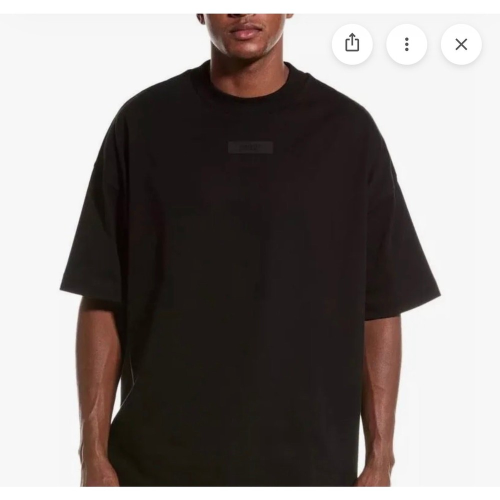Essentials Fear Of God Cotton Logo Applique T-Shirt Black Size Medium
