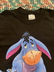 Vintage Eeyore Black TShirt Sz XL (23in W X 30in L) M&O KNITS HEAVYWEIGHT Disney