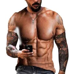 Funny Simulation Muscle T Shirt for Men 3D Printed T-shirts Summer O Neck