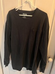Duluth Trading Longtail T Shirt Mens XL Black Long Sleeve Pocket Crew Neck