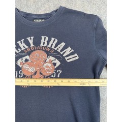 Vintage Lucky Brand Thermal Shirt Men XL Blue Spellout Logo Long Sleeve Pullover
