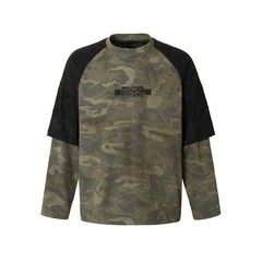 Men’s Restarall Camo Layered Long Sleeve T-Shirt Streetwear Y2K Oversized M-XXL