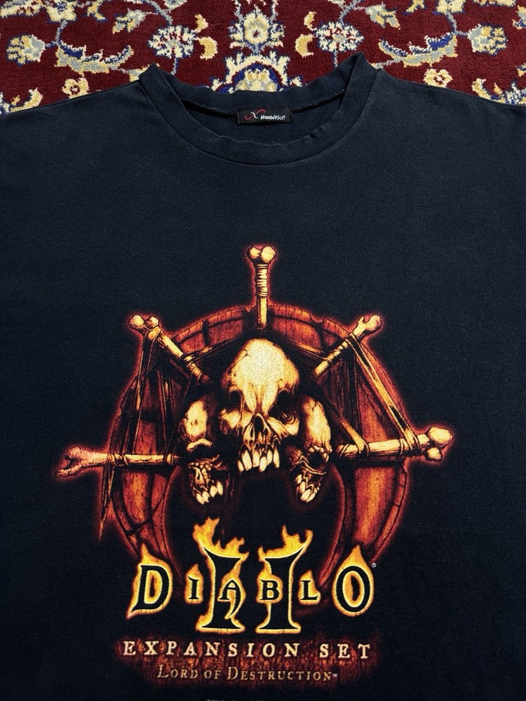 Vintage 2001 Diablo 2 Lord Of Destruction Expansion Set Promo Video Game Tee 00s