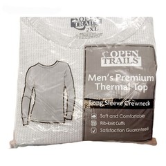 Open Trails Thermal Underwear Top-2XL-Men’s Gray Base Layer