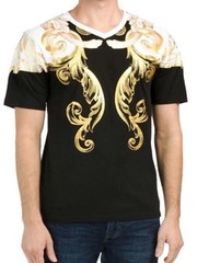 19V69 by Versace v 1969 Italia Sexy Rich Gold Foil Black T-Shirt Mens XL Top