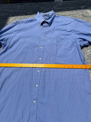 Vintage Men’s Blue Cotton Long-Sleeve Shirt, Size Medium