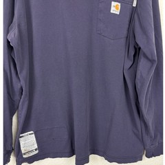 Carhartt FR Flame Resistant Long Sleeve Pocket T-Shirt Navy Blue Distressed Mens