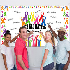 Cancer Awareness Signable Poster with Colorful Ribbon for Charity Events