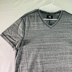 Rock & Republic Gray Y2K Short Sleeve V-neck Cotton Poly Blend T-shirt Mens XL
