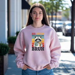 Vintage Raccoon 67 Bruh Six Seven Meme, unisex Crewneck Sweatshirt