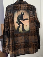 NEW Sleestak Plaid Shirt Land of the Lost Button Up Black & Brown Size Large